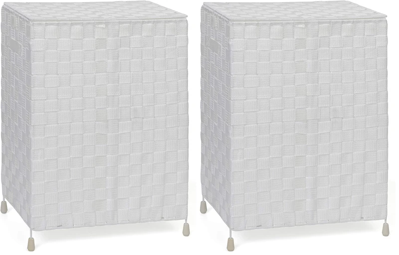 Laundry Basket Hamper- Washing Bin with Lid & Insert Handle for Easy Carrying - Convenient Storage Organizer Box for Clothes, Toys -White - by Arpan (White) (Pack of 2)