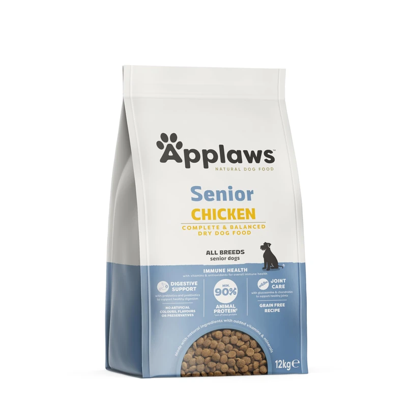 Applaws Complete and Grain Free Dry Senior Dog Food 12kg Chicken, All Breeds, High Protein Dog Kibble (Pack of 1) - Image 1