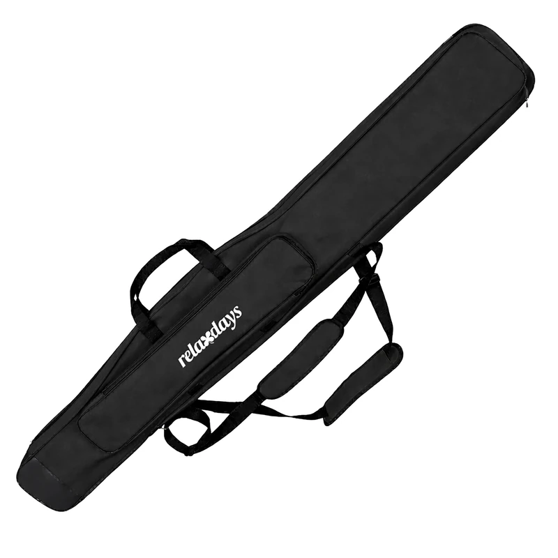 Relaxdays rod bag, 150 cm, for 3 rods, 5 compartments, padded, large, 1200D Oxford, black