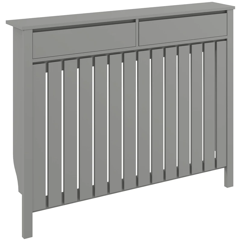HOMCOM Radiator Cover with Drawers, Large, 119 x 19 x 93cm, Grey