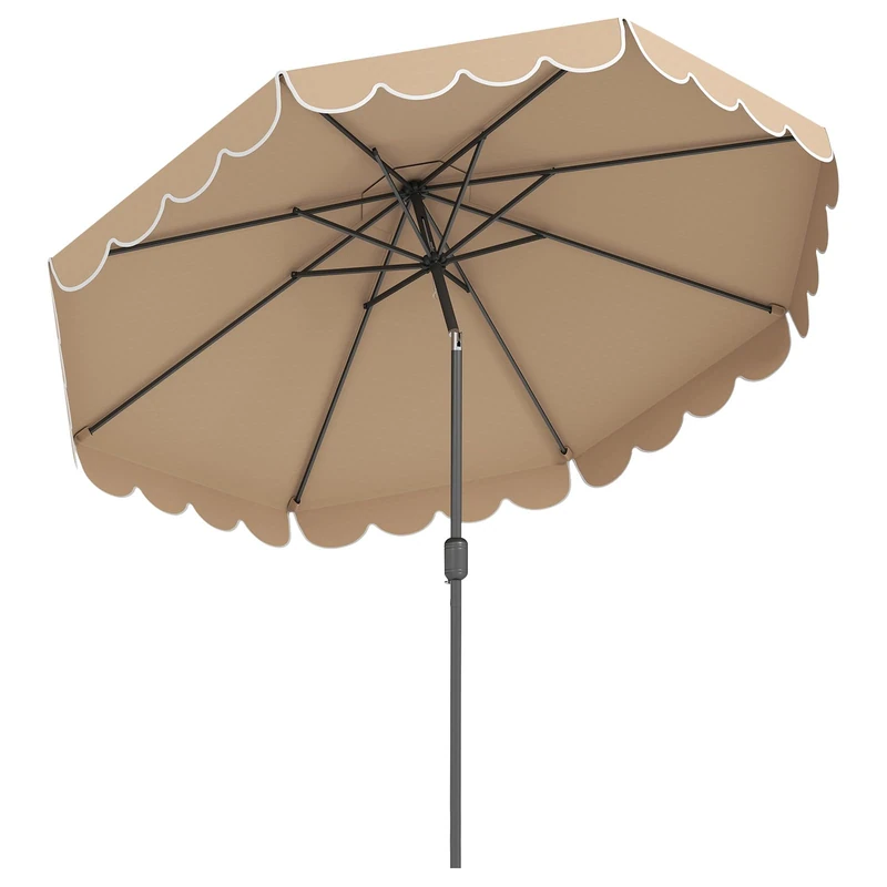 FANTASK Parasol 300 cm, Garden Umbrella with Crank and Valance, Tilts 30° on Both Sides, Market Umbrella for Garden, Balcony and Patio (Brown)