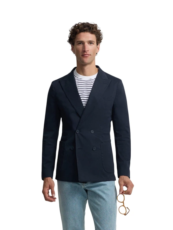 SILBON Casual Wrap Blazer, Navy, 46-50 - Image 1