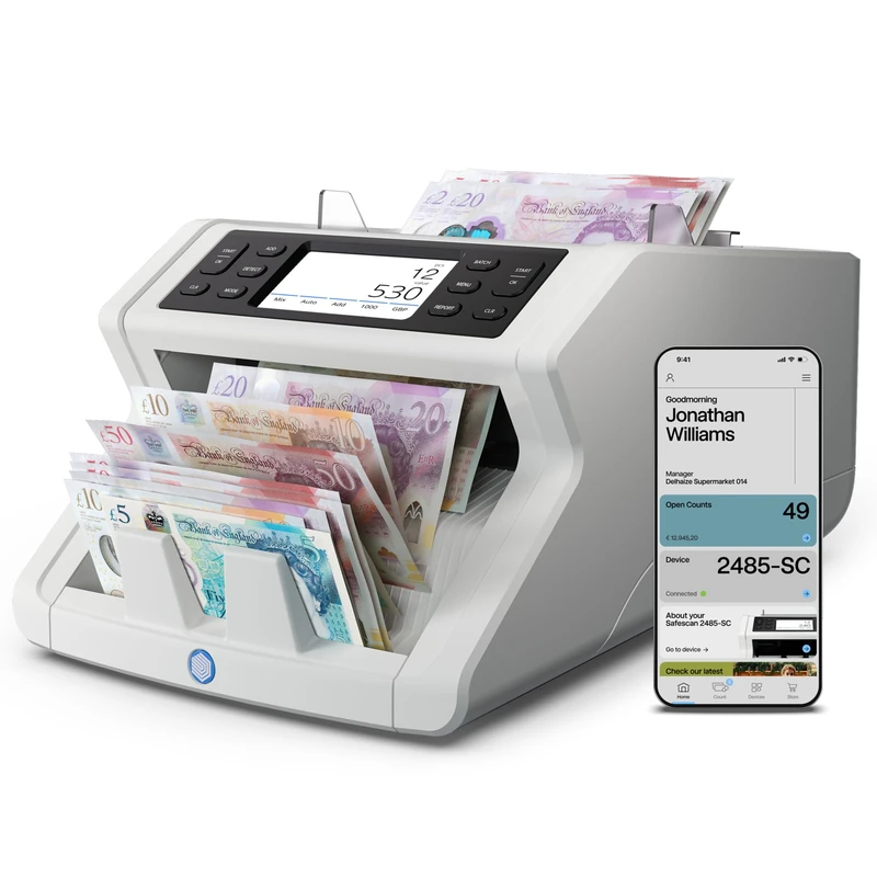 Safescan 2485-SC - Money Counting Machine Value Counts Mixed Banknotes
