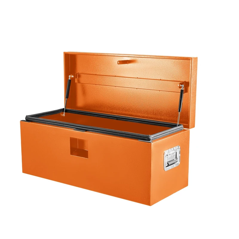 Heavy Duty Truck Bed Toolbox 91x38x38 cm, Lockable Steel Truck Tool Box, Weatherproof Pick-Up Bed Storage Chest with Lift Assist Lids, Powder-Coated Metal Tool Box for Pick-Up, Trailer and Caravan