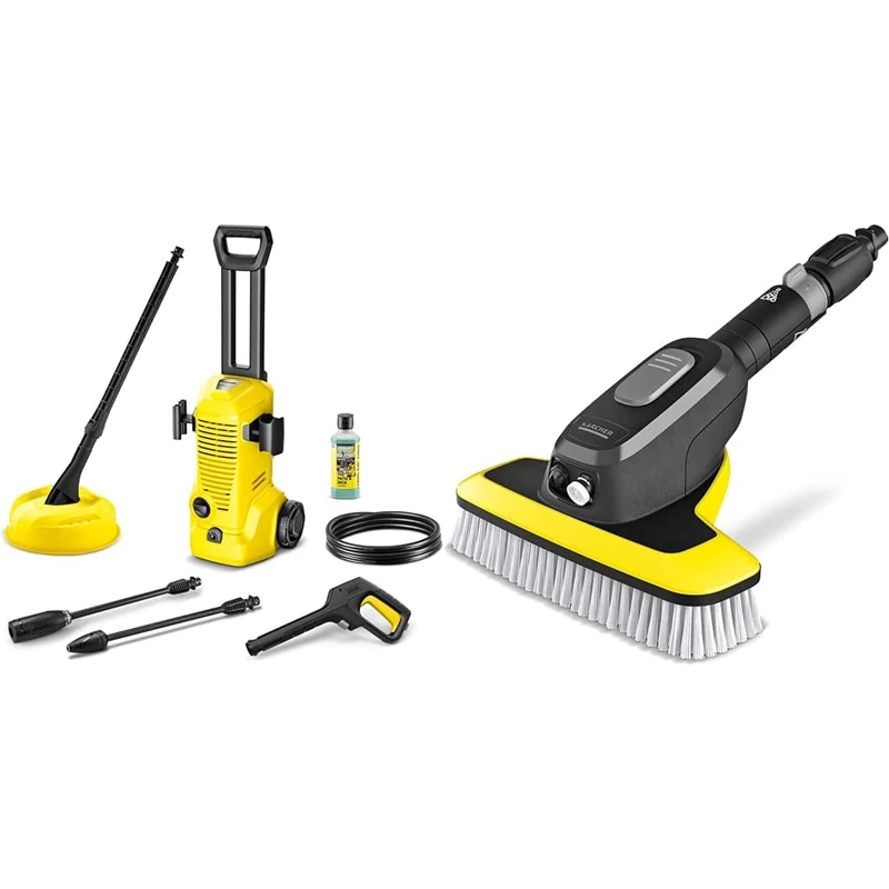 Kärcher high-pressure washer K 2 Home, pressure: max. 110 bar, flow rate: 360 l/h, area: 20 m²/h, weight: 4.2kg, high-pressure hose, dirt blaster, Home Kit + WB 7 Plus 3-in-1 Wash Brush