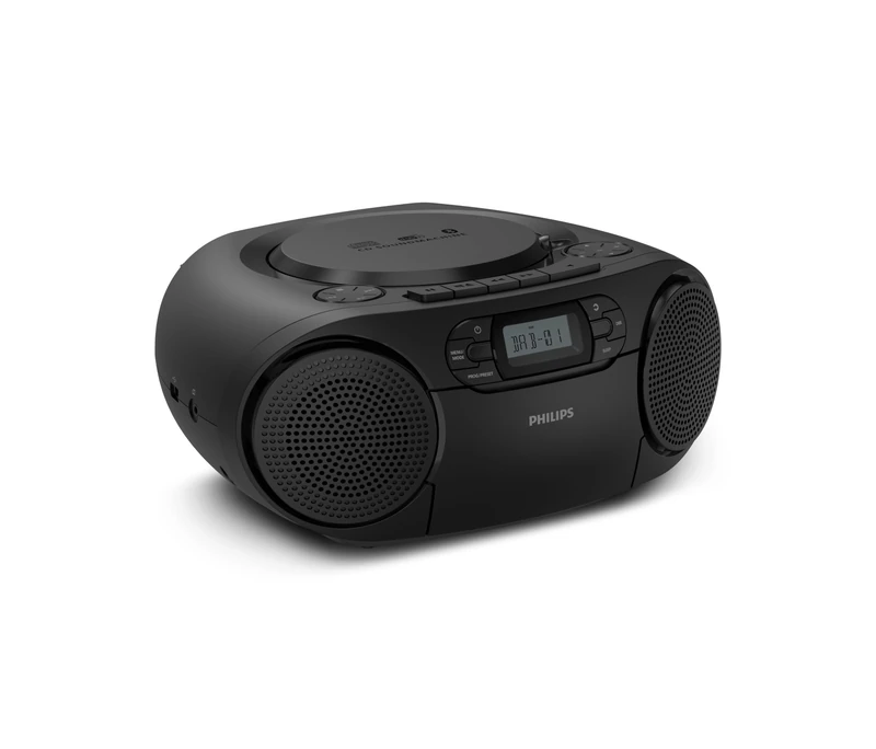 Philips TAZ2500 Portable CD Soundmachine with Cassette Player, DAB+/FM Radio, Bluetooth 6.0, USB Playback, Audio‑In, Dynamic Bass Boost, Stereo Speakers, AC/Battery Powered - Black - Image 1
