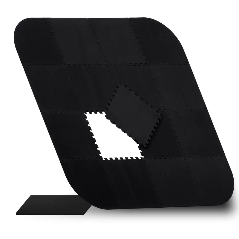 Relaxdays 17-Piece Square Pool Mat, Foam, 0.6 x 216 x 216 cm, Black