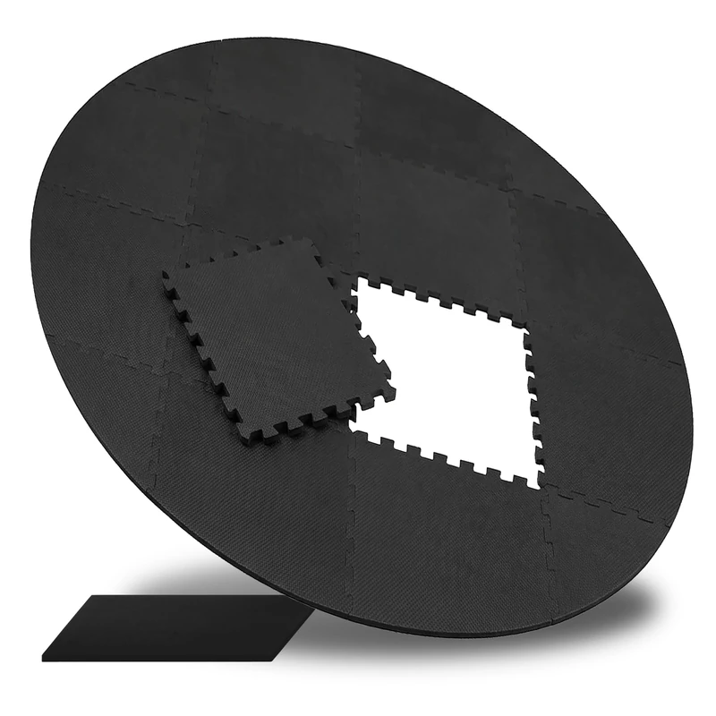 Relaxdays Pool Mats, 17-piece, 0.6 cm x 200 cm, foam, round pool mat, floor protection, interlocking, black