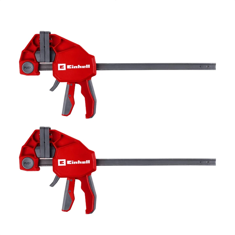 Original Einhell One-Hand Clamp Set 2 x 300 mm (Quick-Release, 300 mm Clamping Width, 150 kg Force, Spreading, deep Throat, Tool-Free Conversion)