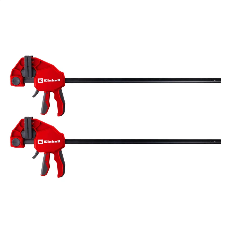 Original Einhell One-Hand Clamp Set 2 x 600 mm (Quick-Release, 600 mm Clamping Width, 150 kg Force, Spreading, deep Throat, Tool-Free Conversion)