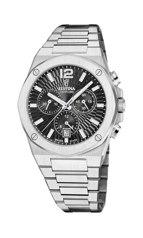 Festina Swiss Made Mens Steel Chronograph Watch with Bracelet F22002/4