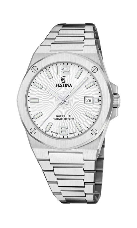 Festina Swiss Made Mens Steel Watch with Steel Bracelet F22000/1