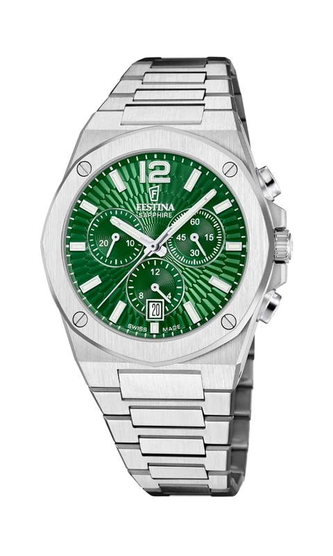 Festina Swiss Made Mens Steel Chronograph Watch with Bracelet F22002/3