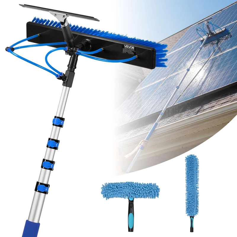 VEVOR Solar Panel Cleaning Kit, 4.6 m, Water Fed Pole Kit Cleaning Brush