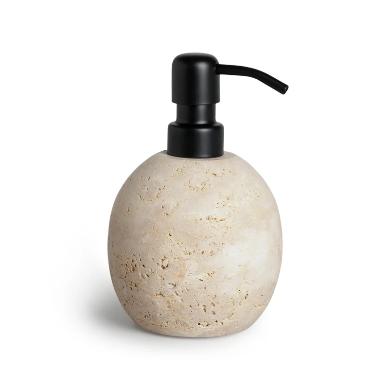 Möve Travertine Grace Soap Dispenser Diameter 9.5 x 15 cm Limestone Beige - Image 1