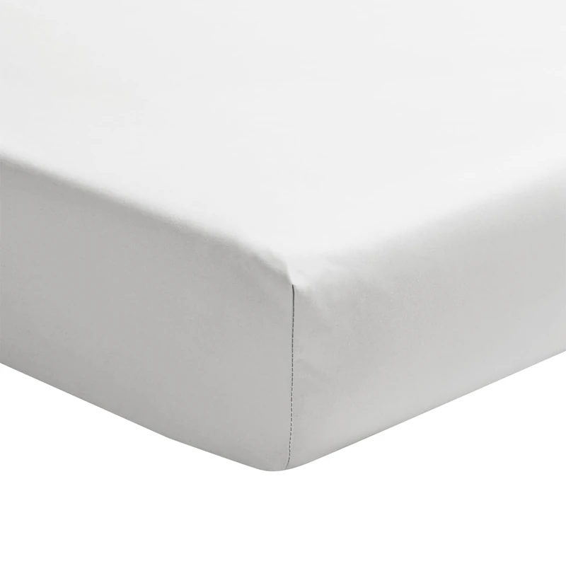 ESSIX, Plain Cotton Percale Fitted Sheet, 35 cm, Première, 140 x 200 cm, White