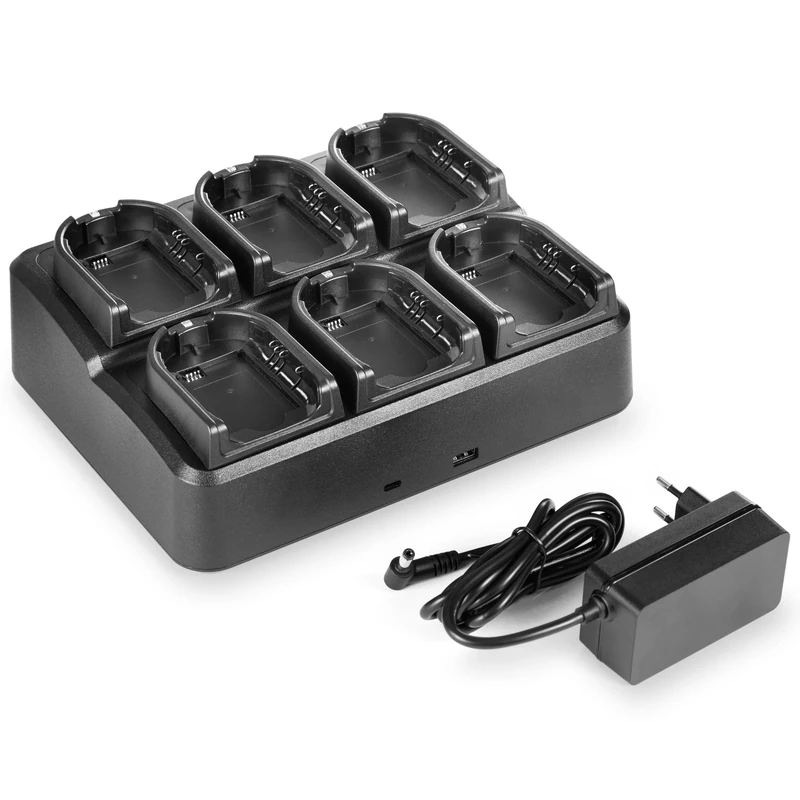 Jetfon Multi-CLPe Multi-Charger 6 Units for Motorola CLPe, Charging Station with 2 USB Ports (A and C) and Direct Battery Charging BT-90 - Image 1