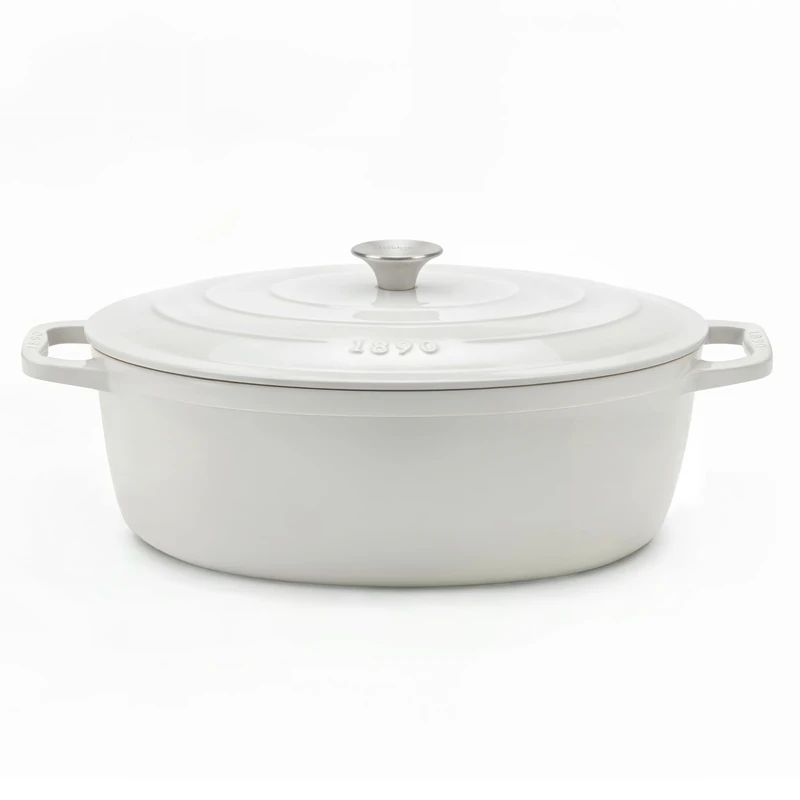 La Fonderie 1890 IENA36 Round Enamelled Cast Iron Casserole Dish 36 cm, Capacity 7.7 L, Beige, Suitable for All Hobs, Induction, Gas, Electric, Grill, Oven, Cast Iron Lid, Ideal for Simmer and - Image 1