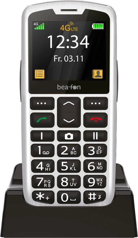 Beafon, SL260 LTE 4G, Silverline, Key Phone, Senior Phone with SOS Emergency Call Button, Compatible with Hearing Aids, M4/T4, Light Signal, Display 2.2 Inch (5.58 Inch)