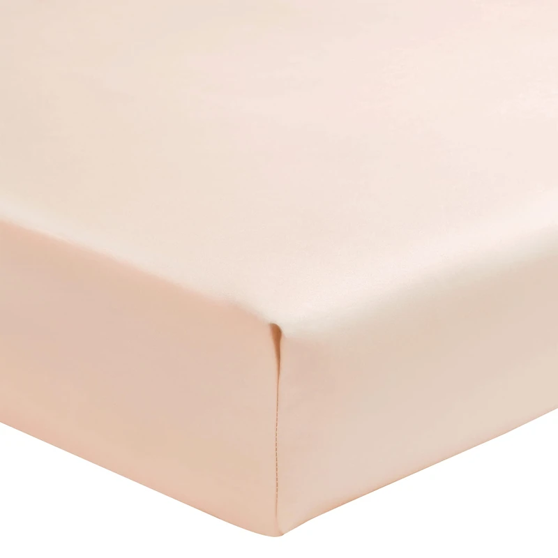 ESSIX - Plain Cotton Percale Fitted Sheet, 30 cm Corner, 180 x 220 cm, Pink Ballerina