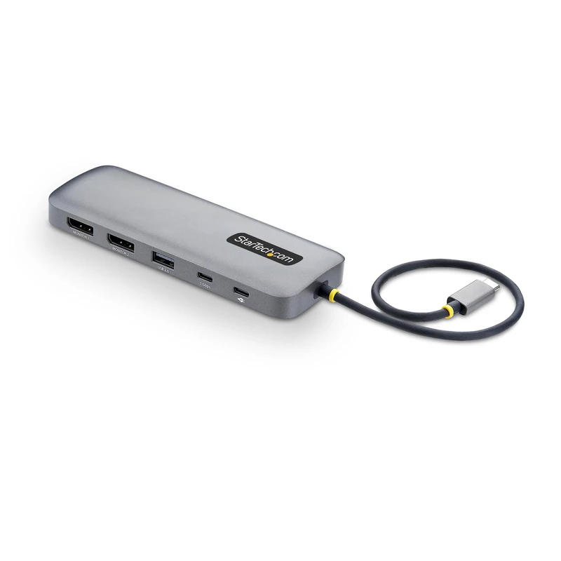 StarTech 10-in-1 USB-C to Dual-DisplayPort Multiport Adapter, 100W Power Delivery Charging, 2x 4K 60Hz, 5-Port 5Gbps Hub, Gigabit Ethernet, Mini Dock for Dell, HP, Lenovo