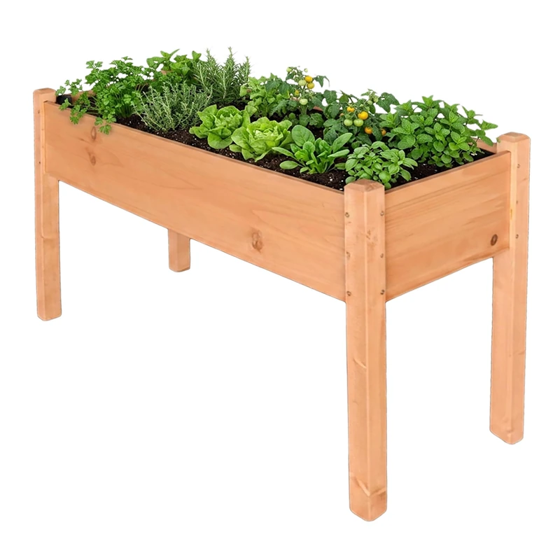 Relaxdays Raised Bed, Herb Garden, HxWxD: 76 x 127 x 46 cm, Garden, Balcony, Patio, Fir wood planter, orange