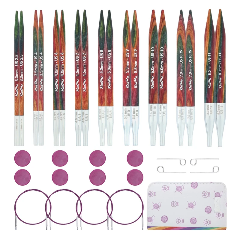 KnitPro Symfonie 2 Deluxe Interchangeable Needle Set 4" (10cm) | 9 Sizes (3mm to 8mm) - Image 1