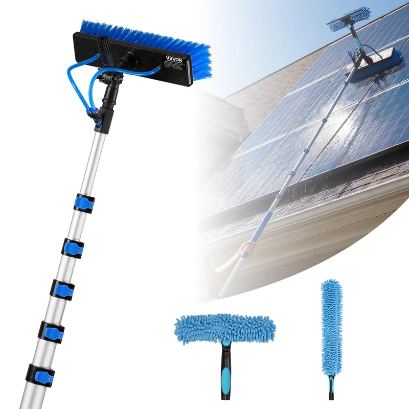 VEVOR Solar Panel Cleaning Kit, 10.02 m, Water Fed Pole Kit Cleaning Brush