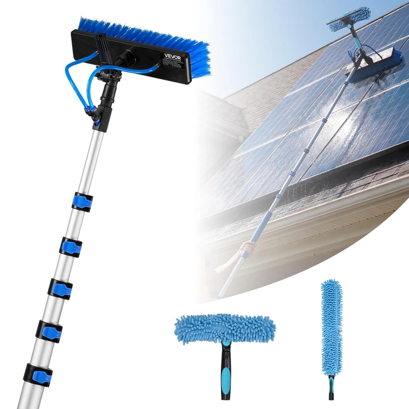 VEVOR Solar Panel Cleaning Kit, 12.03 m, Water Fed Pole Kit Cleaning Brush