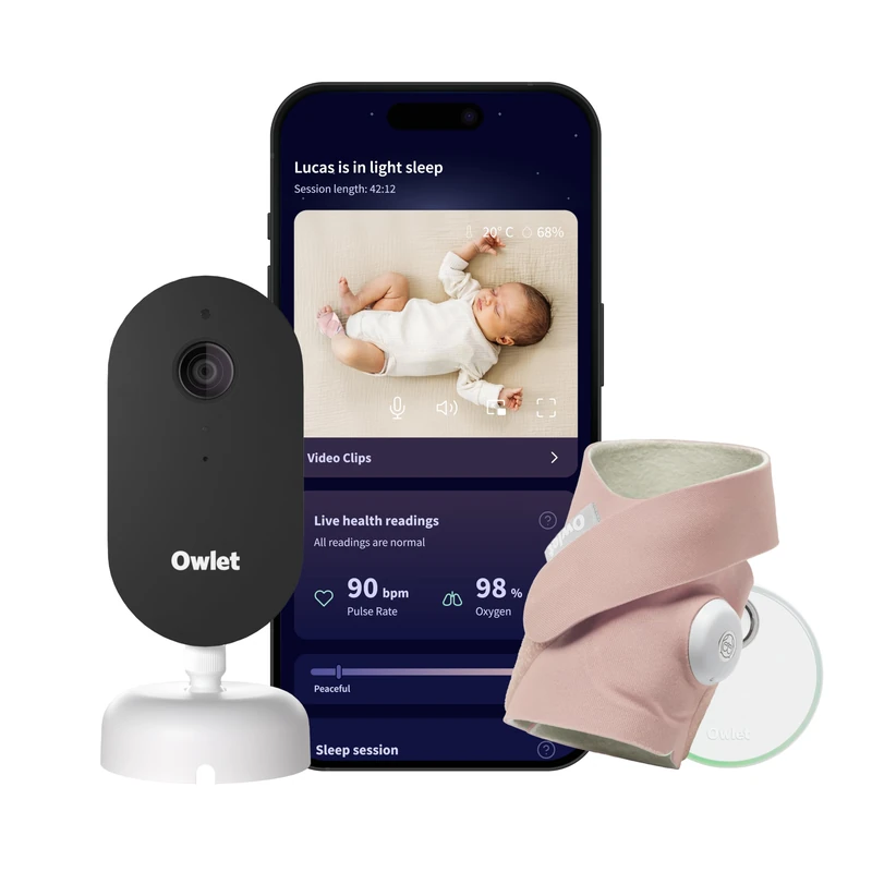 Owlet Dream Duo 3 Smart Baby Monitor System, Dream Sock + 2K HD Camera