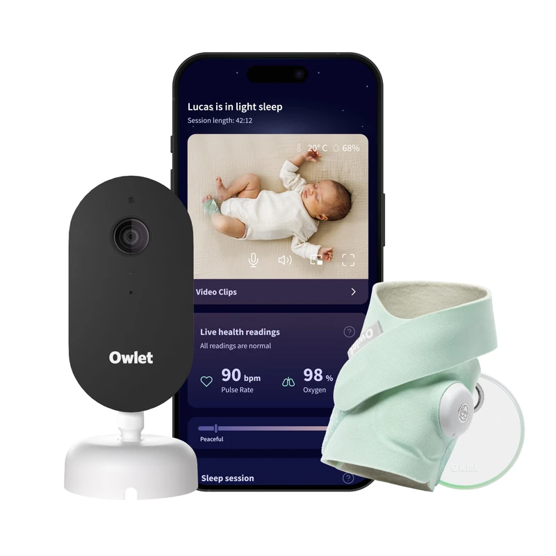 Owlet Dream Duo 3 Smart Baby Monitor System, Dream Sock + 2K HD Camera