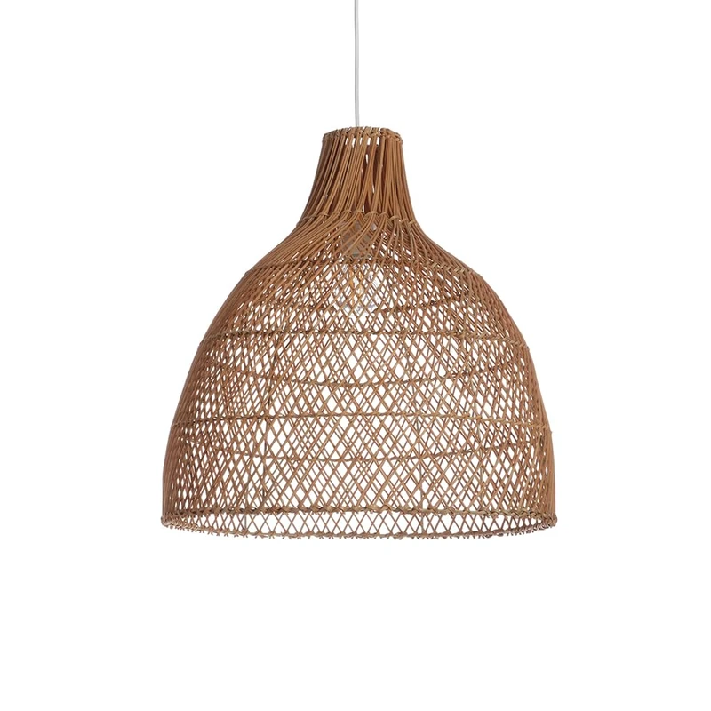LUSSIOL, Zen Pendant Light Brown Rattan Natural Style for Living Room, Living Room, Diameter 45 cm - Image 1