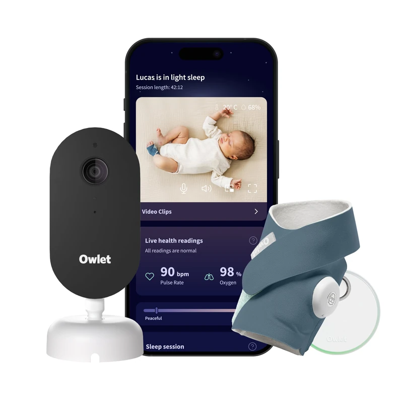 Owlet Dream Duo 3 Smart Baby Monitor System, Dream Sock + 2K HD Camera