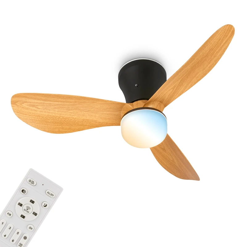 BRILONER - LED Ceiling Light with Fan, Remote Control, Quiet DC Motor with 3 Speeds, Adjustable CCT and Dimmable Lighting, Removable Blades, LED Fan, Ceiling Fans, 78x26 cm, Black and Wood