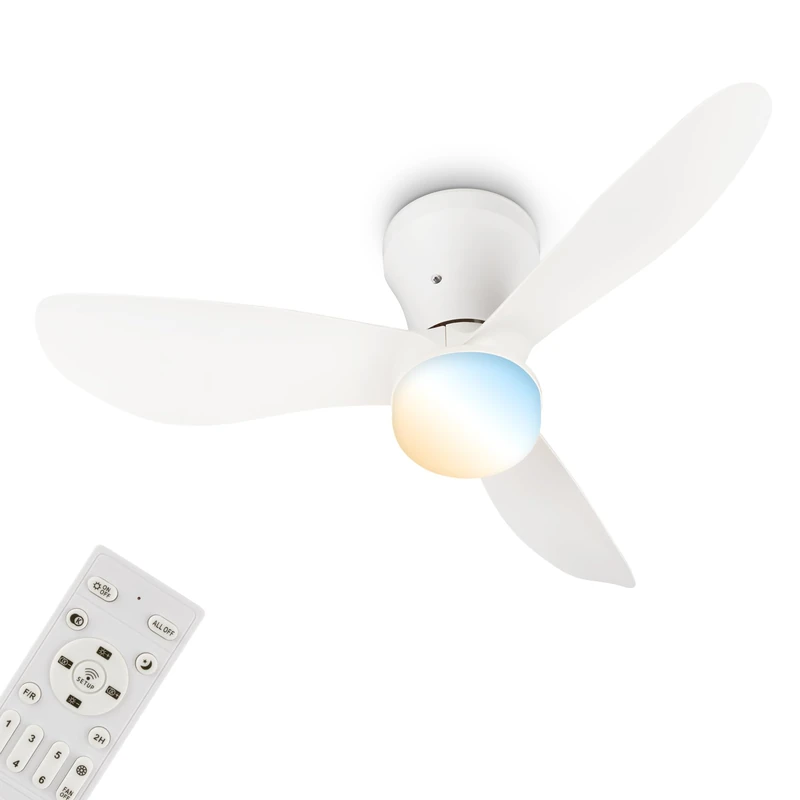 BRILONER - LED Ceiling Light with Fan, Remote Control, Quiet DC Motor with 3 Speeds, Adjustable CCT and Dimmable Lighting, Removable Blades, LED Fan, Ceiling Fans, Living Room, 78x26 cm, White