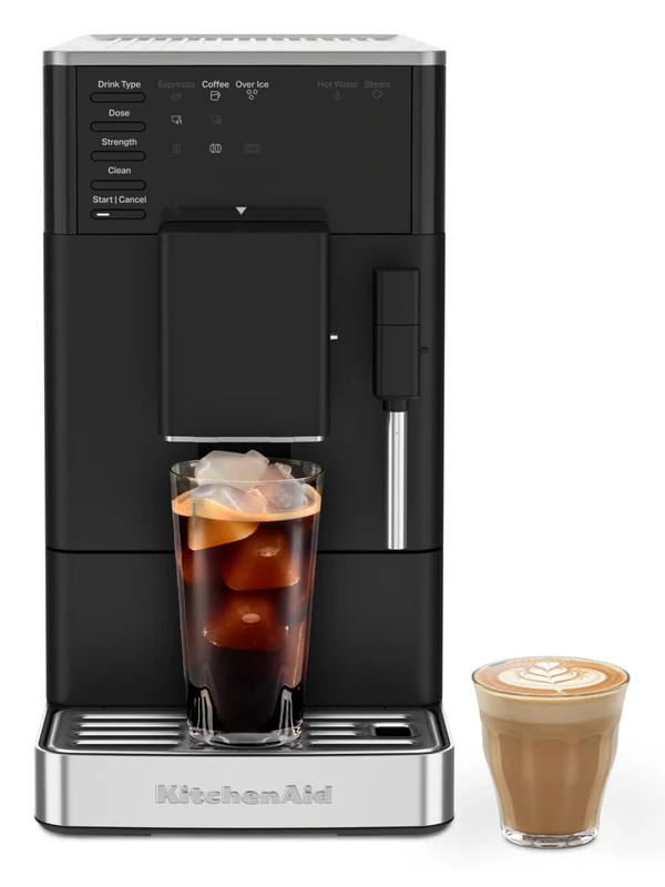 KitchenAid 5KES8452 Fully Automatic Espresso Machine with Iced Coffee KF2, Bean to Cup Coffee Maker with Built-in Grinder, 7 Recipe Options, Steam Wand, Matte Black