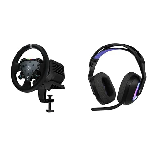 Logitech G RS50 System, 3-Piece Sim Racing Steering Wheel- RS50 base 8 Nm Direct Drive RS Hub,RS Round 11-inch + G522 LIGHTSPEED Wireless Gaming Headset, LIGHTSYNC RGB, PC & Nintendo Switch/2 - White