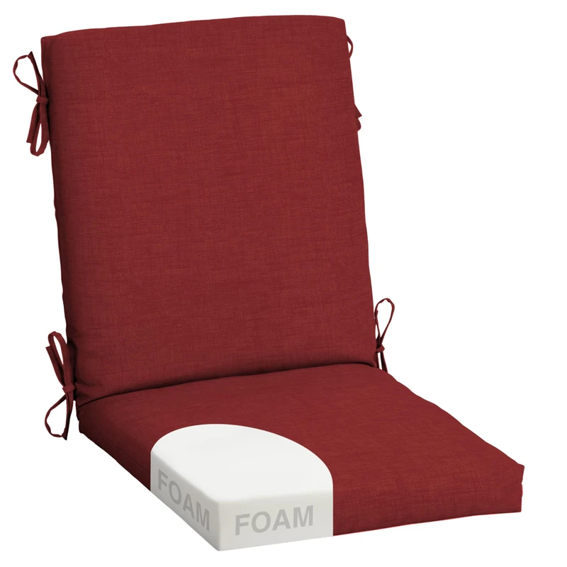 Arden Foam Patio Dining Outdoor Chair Cushions, 20 x 44, Premium High-Density Foam, Never Flattens, Weather-Proof for Outdoor Chairs, Ruby Red Leala