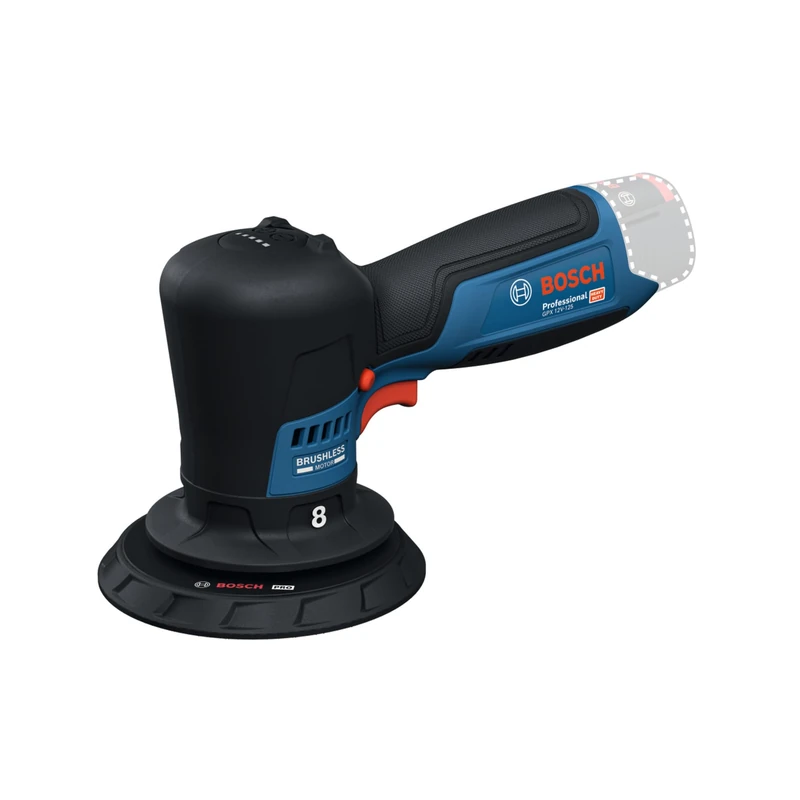 Bosch Professional 12V System Cordless Polisher GPX 12V-125 (incl. baretool with Mounted 125mm Velcro Backing pad, polishing Foam Cut pad 125mm)