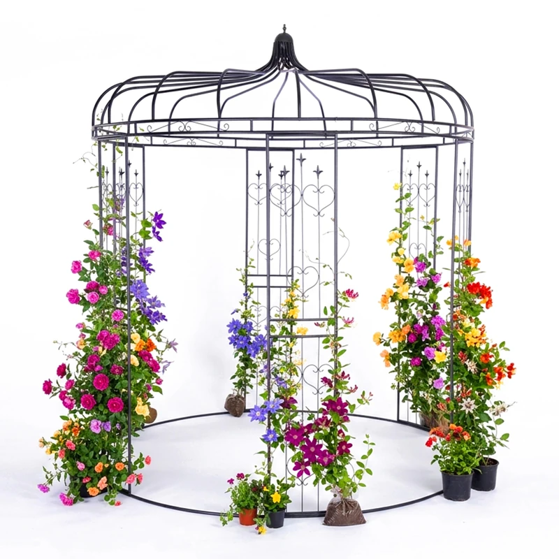 Relaxdays Rose Arch, Metal, HxD: 271 x 232 cm, Vintage Trellis for Climbing Plants, Black