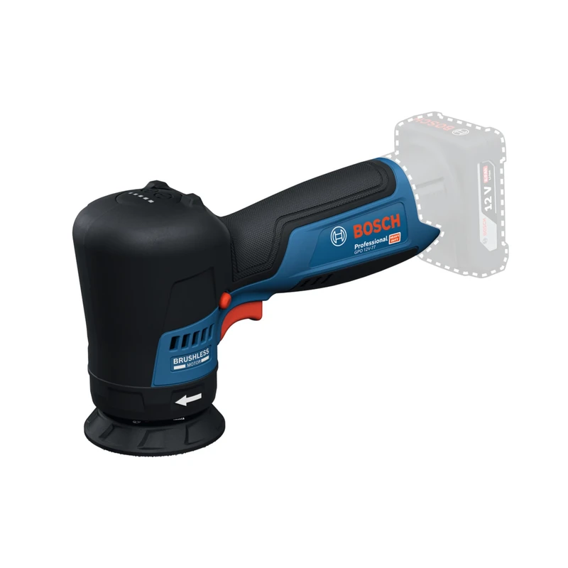 Bosch Professional 12V System Cordless Polisher GPO 12V-77 (incl. Mounted 77mm Velcro Backing pad, polishing Foam Cut pad 77mm)
