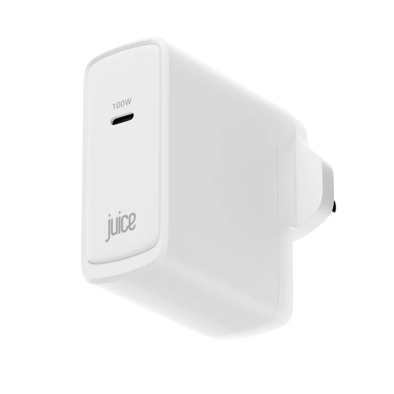 Juice 100W USB-C Charger Plug with 2m Cable – Fast GaN MacBook Charger for MacBook Pro/Air, Laptop, Tablet & Phone – PD 3.0 Fast Charging UK Wall Adapter