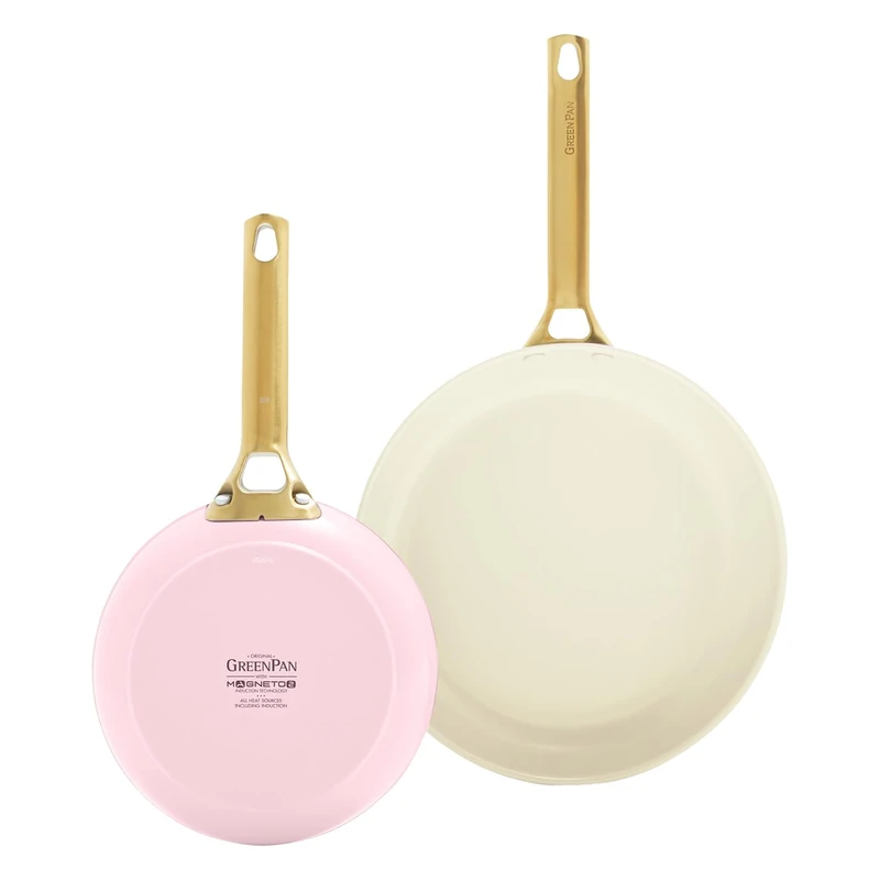 GreenPan Padova Reserve Frying Pan Set, 20 cm and 26 cm, Ceramic Non-Stick Coating, Pink, Oven Safe up to 200 °C