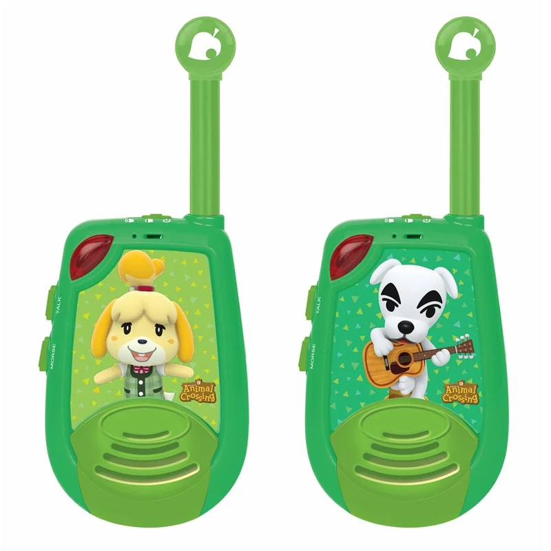 LEXIBOOK Nintendo Animal Crossing - Digital Walkie-Talkies for children - 2 km transmission range, Morse Light function, 2 channels, Belt clip for transport, Battery, Green, TW25ACLXB