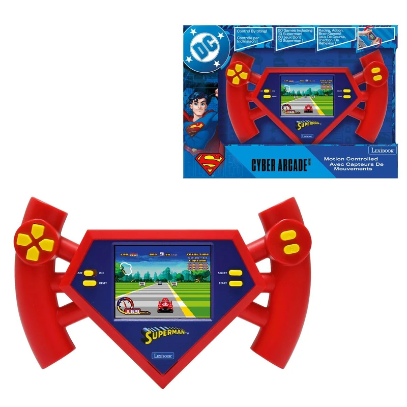LEXIBOOK, Superman, Superman Cyber Arcade Console compact and portable, 50 games, color LCD screen, battery powered, JL3180SULXB - Image 1