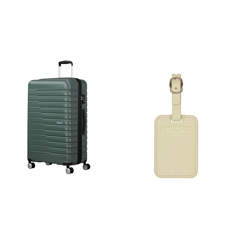 American tourister Flashline spinner L case 78 cm green with luggage tags, coconut sand