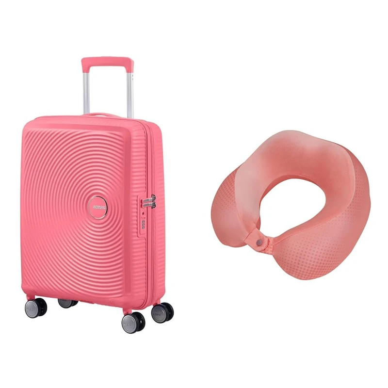 American tourister Soundbox hand luggage suitcase 55 cm pink with travel pillow, pink/mauve