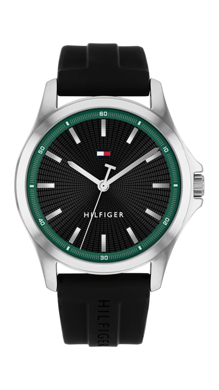 Tommy Hilfiger Analog Quartz Watch for Men with Black Silicone Strap