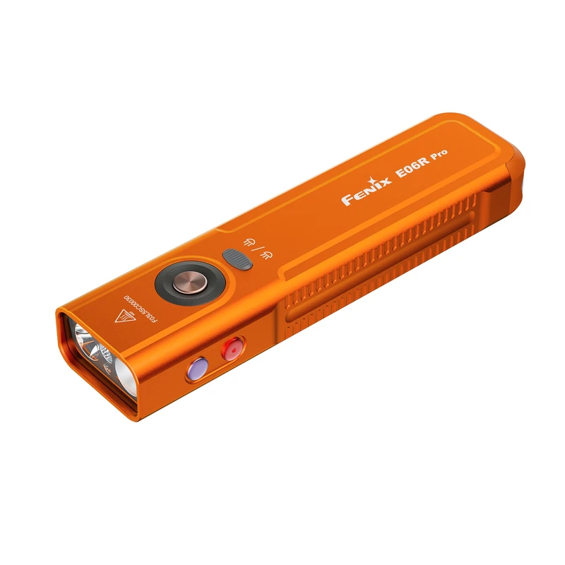 Fenix E06R Pro Orange Rechargeable EDC | 1600 lumens | 160 m | 111 hrs Max | Spot & Flood Dual Beams, 365nm UV + Red Pointer, Multi-Colour Ring Light | IP66 - Image 1