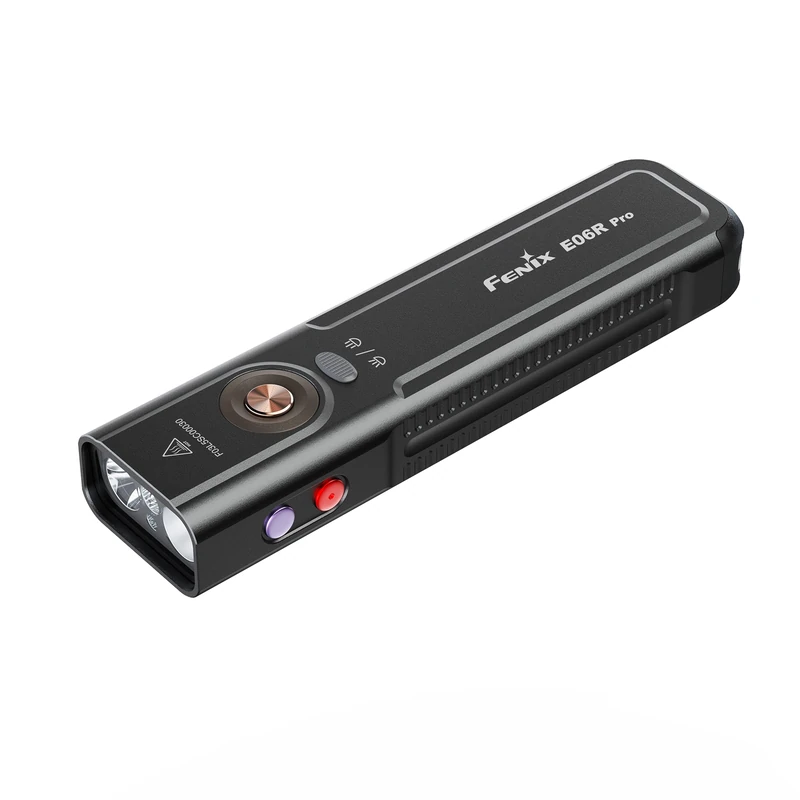 Fenix E06R Pro Black Rechargeable EDC | 1600 lumens | 160 m | 111 hrs Max | Spot & Flood Dual Beams, 365nm UV + Red Pointer, Multi-Colour Ring Light | IP66